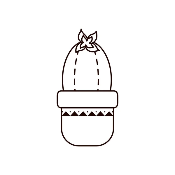 Cactus dentro de la línea de potplant icono de estilo diseño de vectores — Archivo Imágenes Vectoriales
