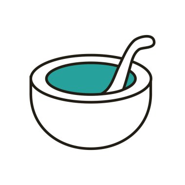 İzole kimya kâsesi yarı çizgi yarı renk ikon vektör tasarımı