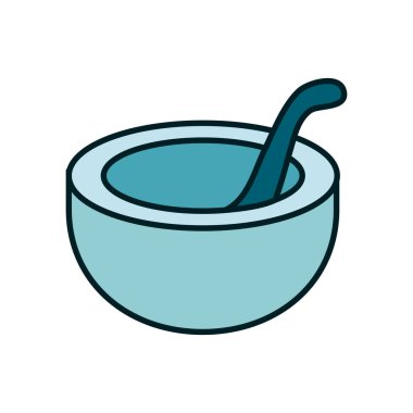 İzole kimya kase hattı ve biçim ikonu vektör tasarımını doldur