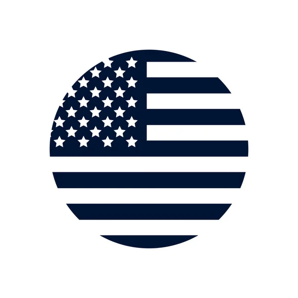 Isolado EUA bandeira silhueta estilo ícone vetor design — Vetor de Stock