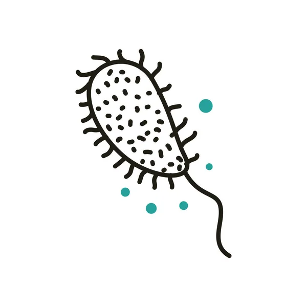 Izolowany wirus z nogami pół linii pół koloru styl ikona wektor projektu — Wektor stockowy