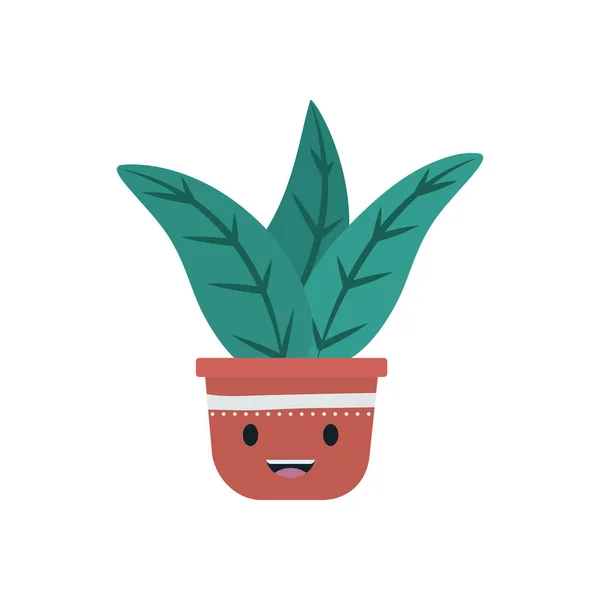 Kawaii plant in pot platte stijl icoon vector ontwerp — Stockvector