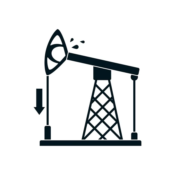 Flèche vers le bas et icône de pompe à huile, style silhouette — Image vectorielle