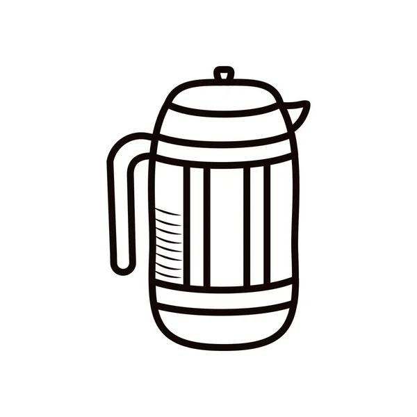 Diseño de vectores de icono de estilo de línea de caldera de café aislado — Archivo Imágenes Vectoriales
