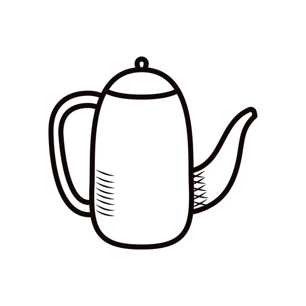 Diseño de vectores de icono de estilo de línea de caldera de café aislado — Archivo Imágenes Vectoriales