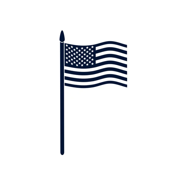İzole edilmiş ABD bayrağı siluet biçim ikon vektör tasarımı — Stok Vektör