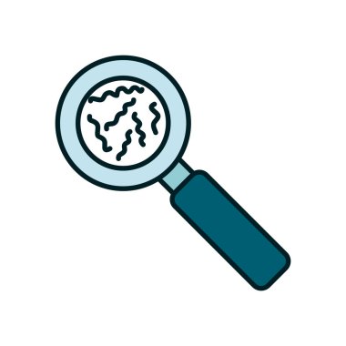 Lupe çizgisi içinde izole edilmiş virüs ve biçim ikon vektör tasarımını doldur