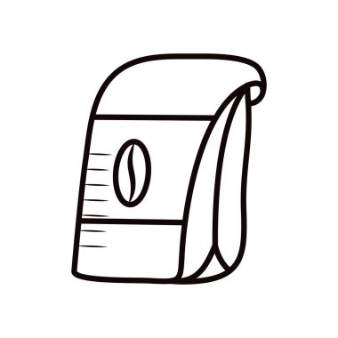 İzole kahve poşeti çizgisi biçim vektör tasarımı