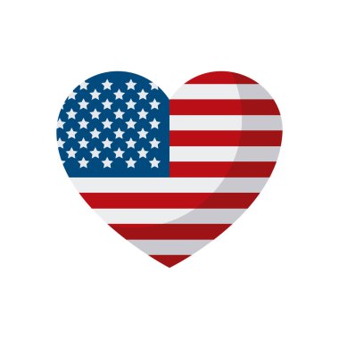 İzole edilmiş ABD kalbi düz stil vektör tasarımı