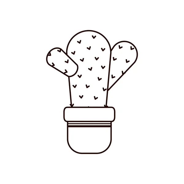 Cactus all'interno della linea di potplant stile icona vettoriale design — Vettoriale Stock