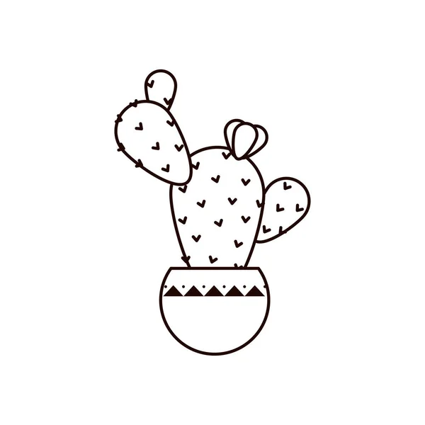 Kaktus inuti krukväxt linje stil ikon vektor design — Stock vektor
