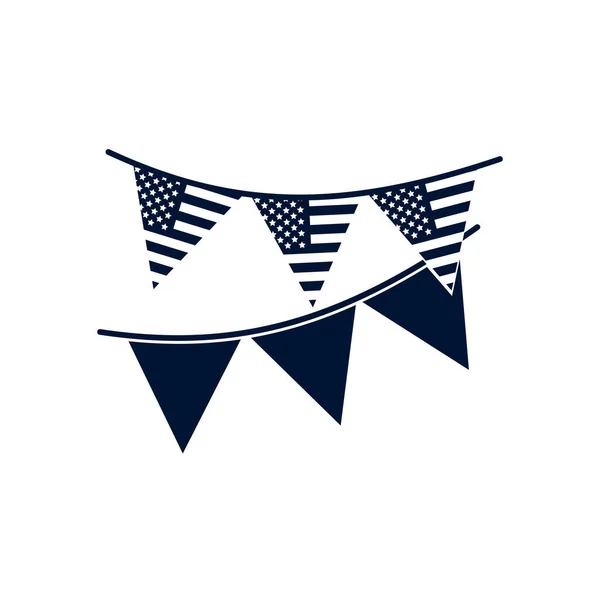 Isolé Etats-Unis bannière fanion silhouette style icône vectoriel design — Image vectorielle