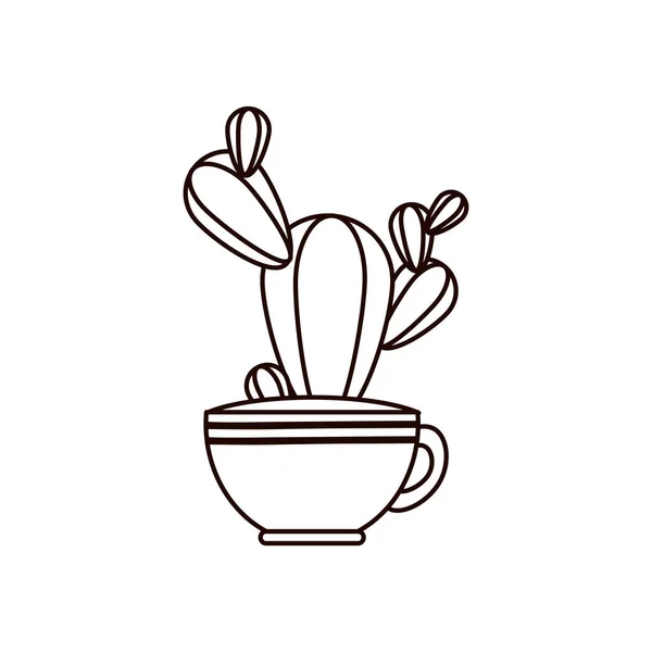 Kaktus innerhalb der Topfpflanzenlinie Stil-Ikone Vektor-Design — Stockvektor
