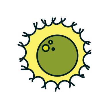 Çekirdek çizgisi ve biçim ikon vektör tasarımı ile izole edilmiş virüs