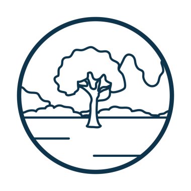 Ağaç ve gökyüzü çizgisi biçim vektör tasarımı