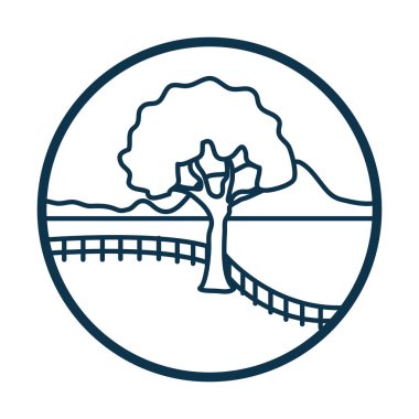 Ağaç çiti ve gökyüzü çizgisi biçim vektör tasarımı