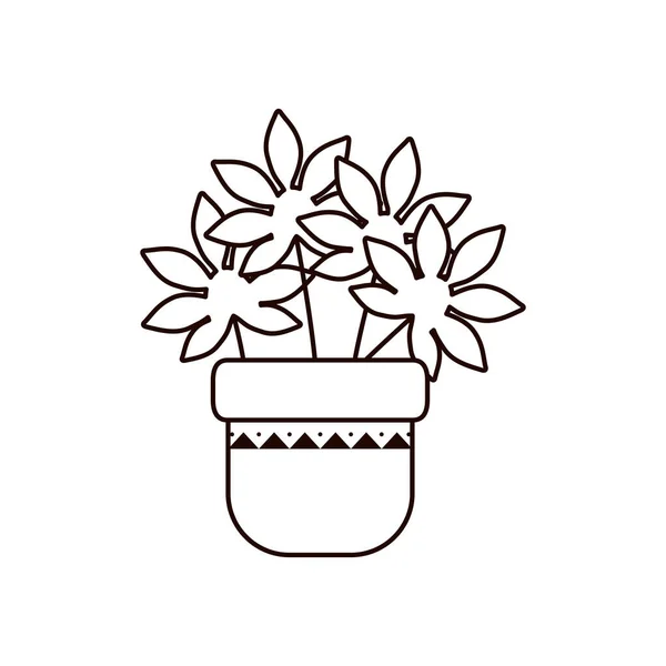 Plant inside pot line style icon vector design — Stock Vector