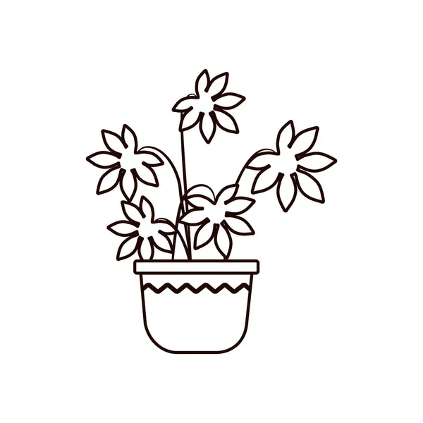 Roślin wewnątrz pot linia styl ikona wektor projektu — Wektor stockowy