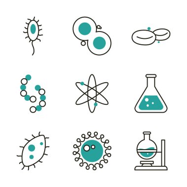 İzole edilmiş virüs yarı çizgi yarı renk simgesi vektör dizaynı