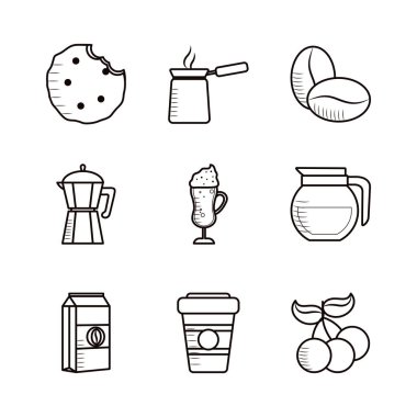 İzole kahve hattı biçim ikonu vektör dizaynı