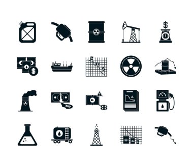 Variller ve ikon setinin yağ kazası konsepti, siluet tarzı