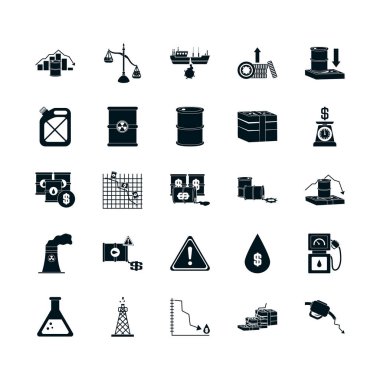 finansal raporlar ve petrol çökmesi konsepti simgesi, siluet biçimi