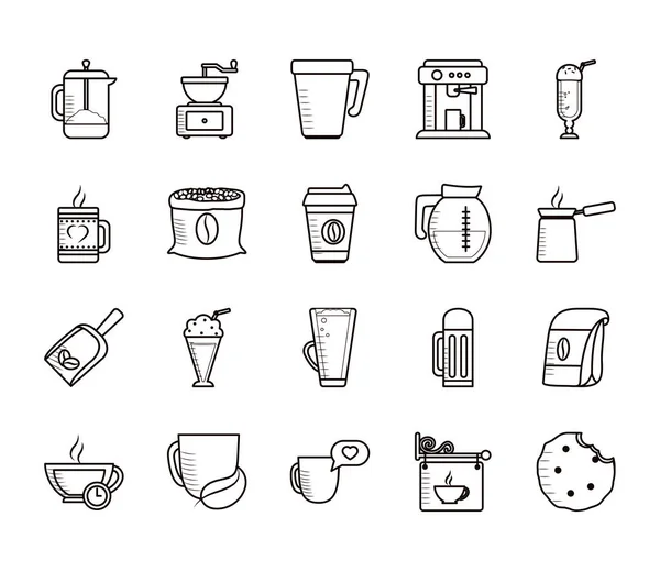 Isolated coffee line style icon set vector design — Stock Vector