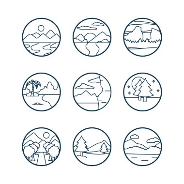 Peyzaj çizgisi biçim simgesi vektör tasarımı