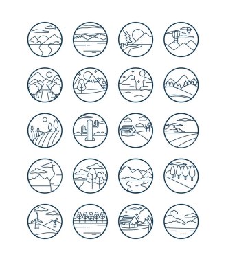 Peyzaj çizgisi biçim simgesi vektör tasarımı