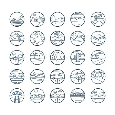 Peyzaj çizgisi biçim simgesi vektör tasarımı