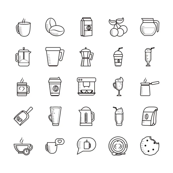 Izolovaný styl ikony čáry kávy nastavit vektorový design — Stockový vektor