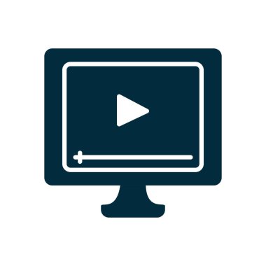 çevrimiçi eğitim kavramı, ekranda video oynatıcı olan bilgisayar, yarı renk biçimi