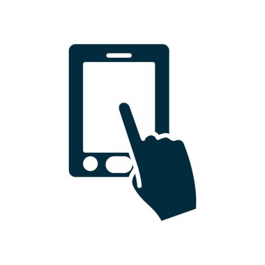 Cep telefonu simgesine elle dokunmak, siluet tarzı