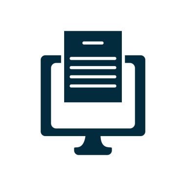 Belge sayfa simgesine sahip bilgisayar, siluet biçimi