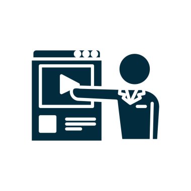 bir eğitim web sayfası simgesini gösteren avatar öğretmeni, siluet biçimi