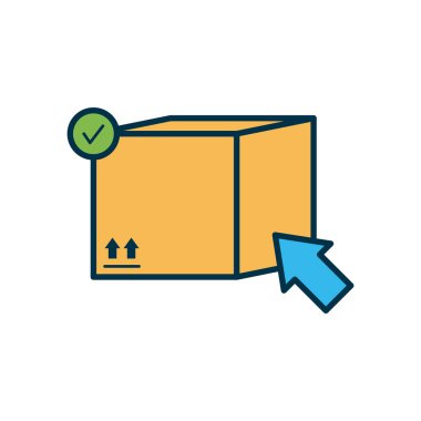 İşaretli ve web imleç simgesi, satır ve doldurma biçimi olan paket kutusu