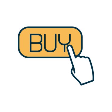 Alışveriş çevrimiçi konsepti, satın alma düğmesi ve web imleç simgesi, satır ve doldurma biçimi