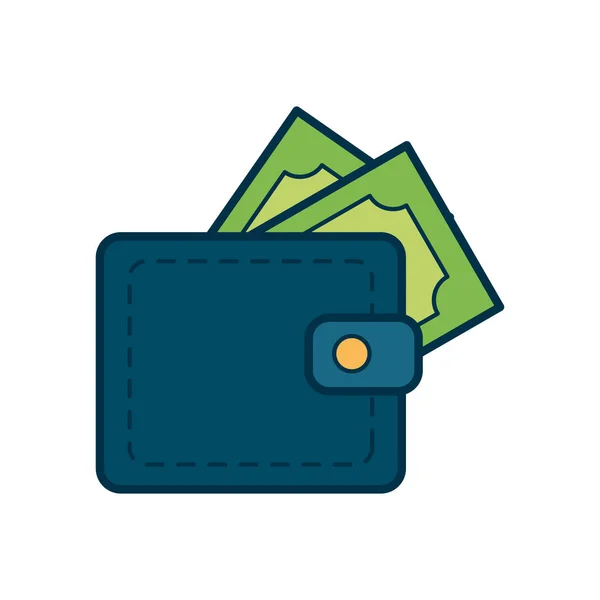 Peněženka s ikonou bankovek, výplní a stylem řádku — Stockový vektor