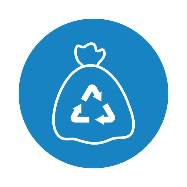 Recycling zak pictogram, blok stijl — Stockvector