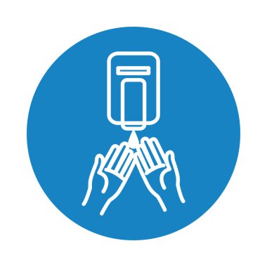 El sabunu dağıtıcı ve el simgesi, blok biçimi