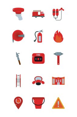 Fire and emergency flat style icon set vector design