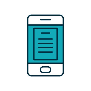 Eğitim sayfası simgesi olan akıllı telefon, yarı satır yarı renk biçimi