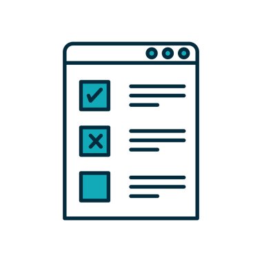 Online eğitim kavramı, akademik web sayfası simgesi, yarı satır yarı renk