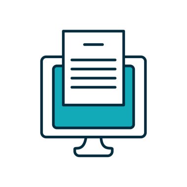 Belge sayfa simgesine sahip bilgisayar, yarı satır yarı renk biçimi