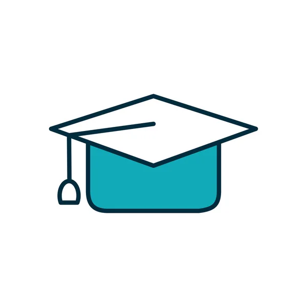 Icône de chapeau de graduation, demi-ligne style demi-couleur — Image vectorielle