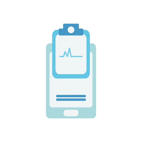 Saúde on-line conceito, smartphone e ícone relatório médico, estilo plano — Vetor de Stock