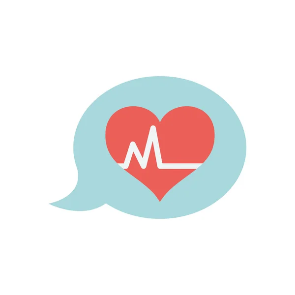 Speech bubble with cardio heart icon, flat style — Stock Vector