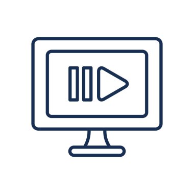 eğitim çevrimiçi konsepti, ekranda video oynatıcı olan bilgisayar, satır biçimi