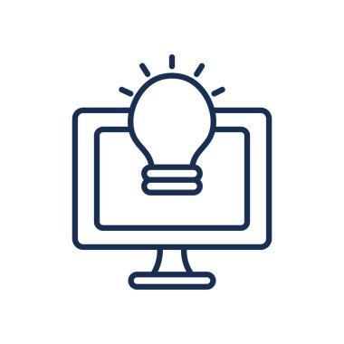 Ampul ışığı simgesine sahip bilgisayar, satır biçimi