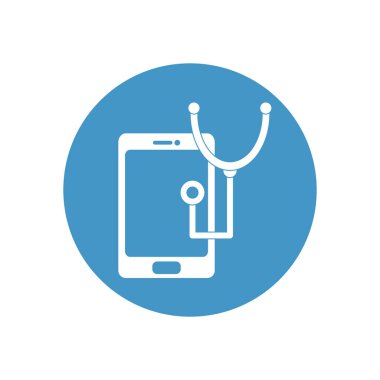 akıllı telefon ve steteskop simgesi, blok biçimi